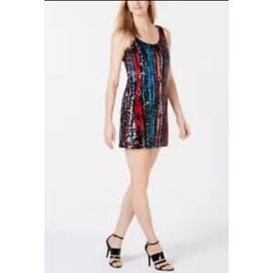 Calvin Klein Mini Dress Tank Shift Sequin Party Color Change Womens Juniors Sz 8